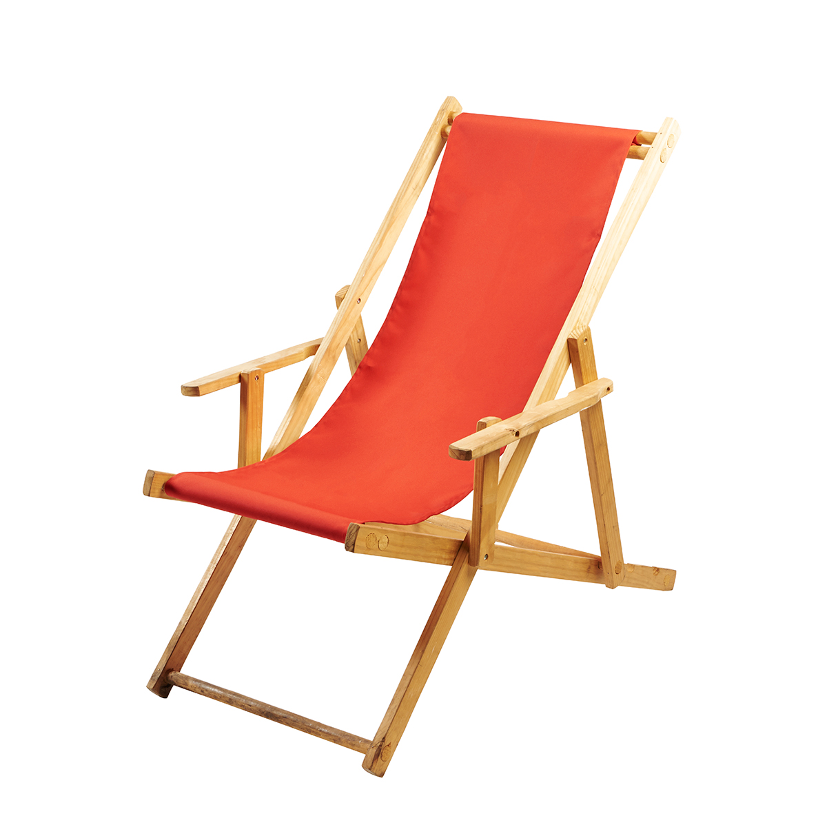SILLA TIPO PLAYA DE MADERA COLOR ROJO